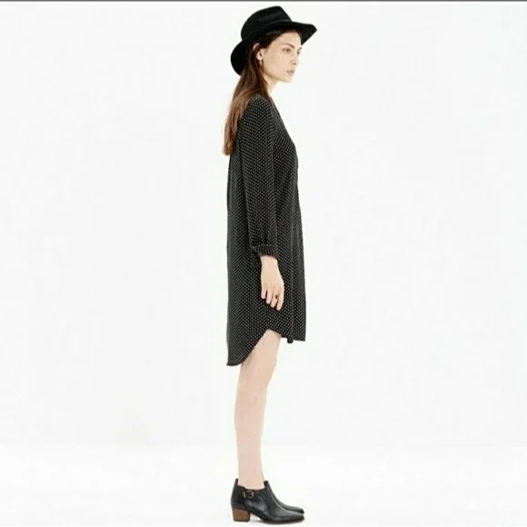 Madewell Polkadot Print Long Sleeve Dress Sz XXS - Picture 4 of 10